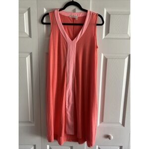 Fresh Produce Women's Medium Pink V Neck Shift Dress Sleeveless Travel Beach